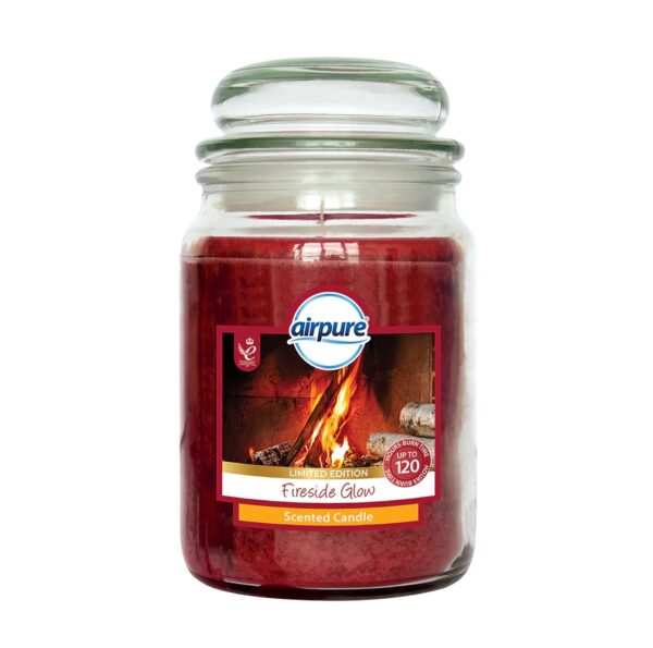 AIRPURE Fireside Glow Scented Jar Candle 510g with Up to 120 Hours Burn Time