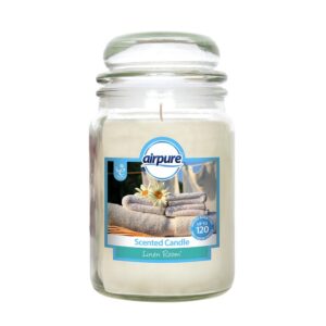 AIRPURE Linen Scented Jar Candle, 510g, Lasts Up to 120 Hours