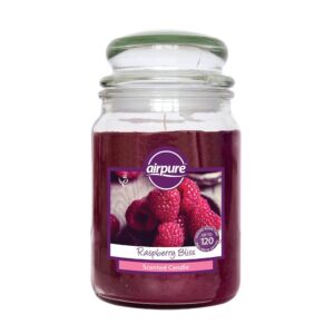 Airpure Raspberry Bliss Scented Jar Candle 510g with Up to 120 Hours Burn Time