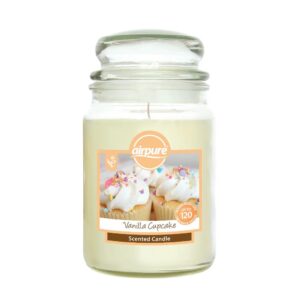 AIRPURE Vanilla Cupcake Scented Jar Candle, 510g, Burns Up to 120 Hours