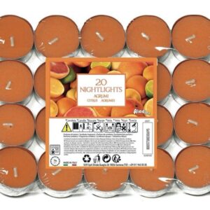 ALADINO Citrus Scented Tealight Candles, 7-Hour Burn, Pack of 20