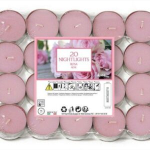 ALADINO NIGHTLIGHT TEALIGHT CANDLES - ROSE SCENT, 7 HOURS BURN TIME, PACK OF 20