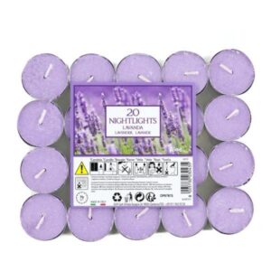 ALADINO NIGHTLIGHTS LAVENDER SCENTED TEALIGHT CANDLES 7 HOURS BURN TIME, PACK OF 20