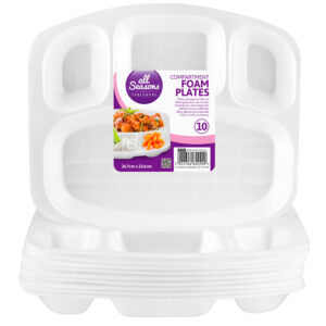 All Seasons 4-Compartment Foam Plates, Pack of 10