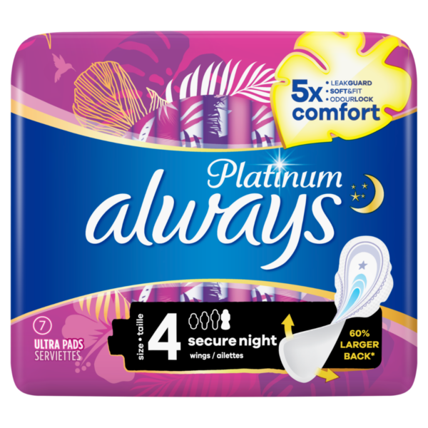 Always Platinum Secure Night Size 4, Pack of 7