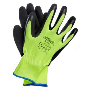 AMTECH High-Visibility Latex-Coated Work Gloves - Extra Large (Size 10)