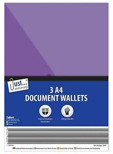 An A4 Poly File Wallets Stud 3 pack typically refers to a set of three file wallets made from polypropylene (a type of durable plastic) designed to hold A4-sized documents....