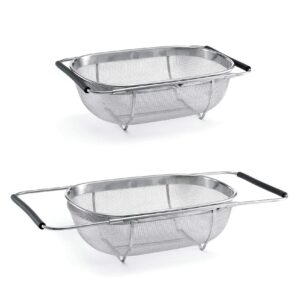 An extendable metal rectangular kitchen sink strainer measuring 34 x 24 x 10 cm, identified by the model number 9734 / 2010 A, is designed for efficient water drainage and...