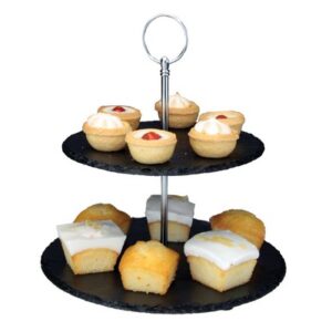 APOLLO SLATE TWO-TIER CAKE STAND