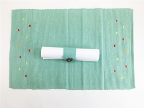 Aqua Ribbed Cotton Table Placemats with Candy Spot Design