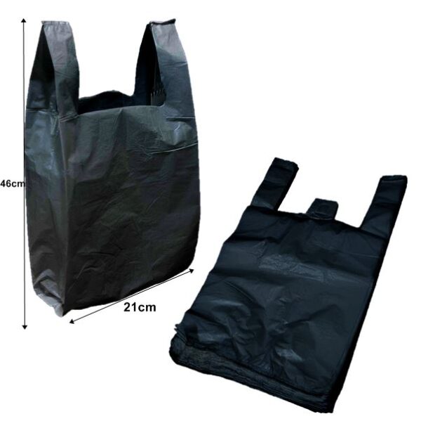 ARIES Black High-Tensile Vest Bottle Carrier Bag 46 x 21cm, Pack of 80