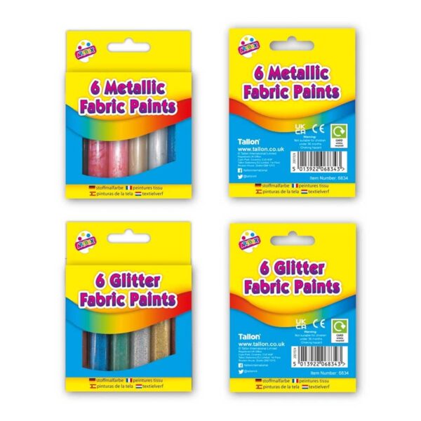 ARTBOX Glitter and Metallic Fabric Paints Set of 6