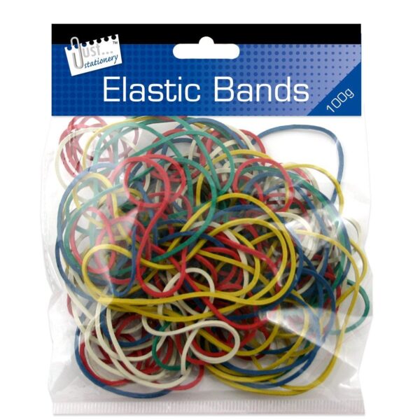 Assorted Colors and Sizes Elastic Rubber Bands - 100g