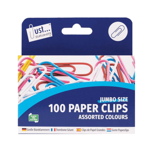 Assorted Colors Jumbo Paperclips by Just Stationery