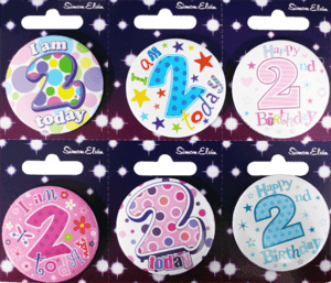 Assorted Designs 55mm Badge for Age 2