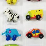 Assorted Set of Cute Animal or Car Vehicle Erasers
