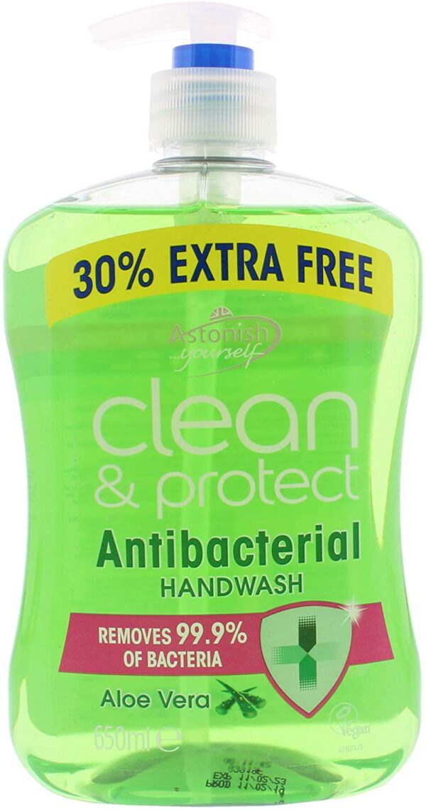 ASTONISH ALOE VERA ANTIBACTERIAL HANDWASH, 600 ML - CLEAN & PROTECT