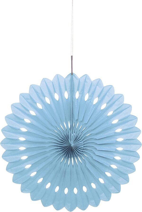 Baby Blue 40cm Tissue Paper Fan Decoration - Unique Party