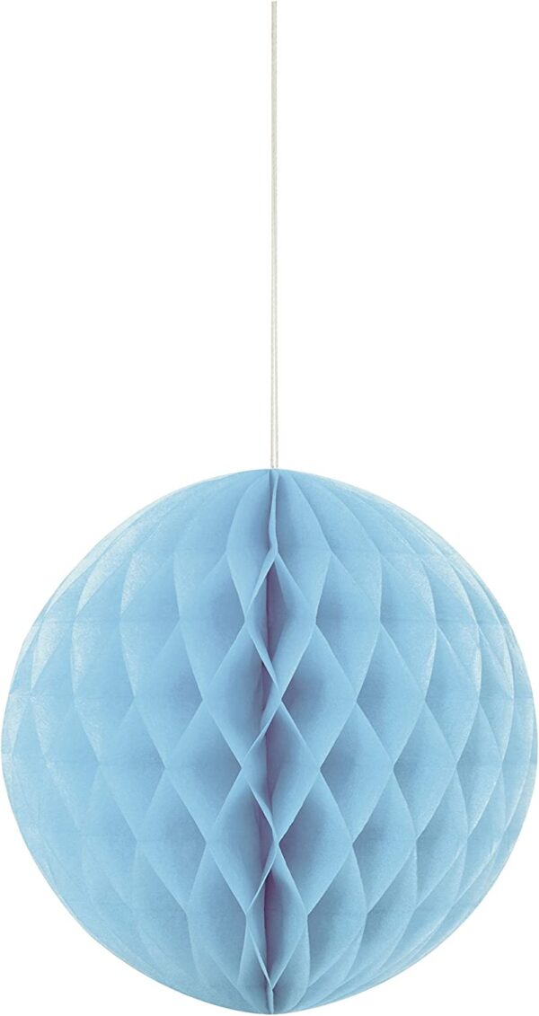 Baby Blue 8-Inch Tissue Paper Honeycomb/Pom Pom Decoration by Unique Party