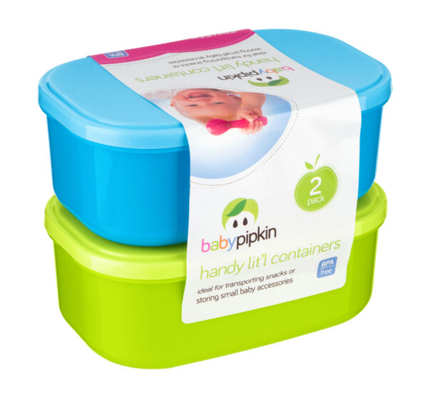 BABY PIPKIN SET OF 2 CONVENIENT SMALL FOOD CONTAINERS 450ML