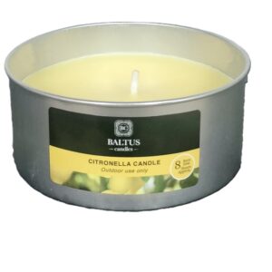 Baltus Large Citronella Tin Candle, 8 Hours Burn Time, 140g