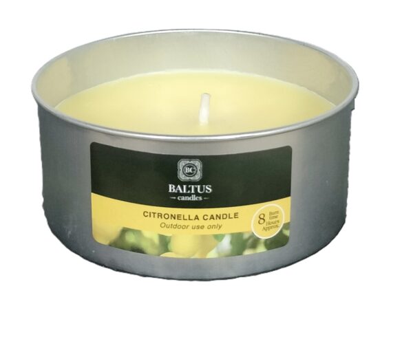 Baltus Large Citronella Tin Candle, 8 Hours Burn Time, 140g