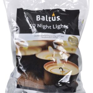 Baltus Set of 50 Unscented Wax Tealight Candles with 8-Hour Burn Time