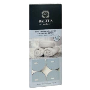 Baltus Soft Cashmere Cotton Tealight Candles 4-Hour Burn Time, Pack of 10