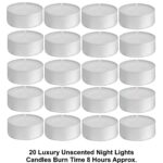 Baltus Unscented Wax Tealight Candles with 8-Hour Burn Time, Pack of 20