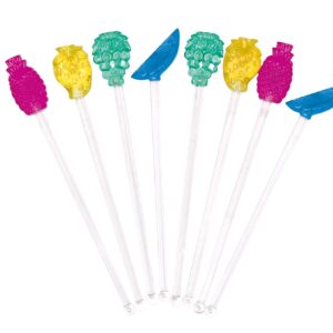 BARCRAFT 19.5 CM Plastic Swizzle Sticks for Cocktails, Fruit Design, Pack of 8