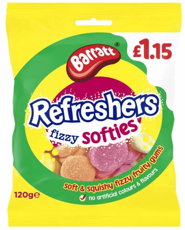 Barratt Fizzy Refreshers Softies 120g Priced at £1.15