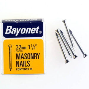 Bayonet 32mm Zinc-Plated Masonry Nails, Pack of 36