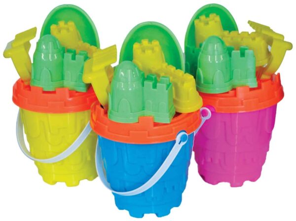 Beach Kit - 14cm Round Castle Pail with Shovel & Accessories