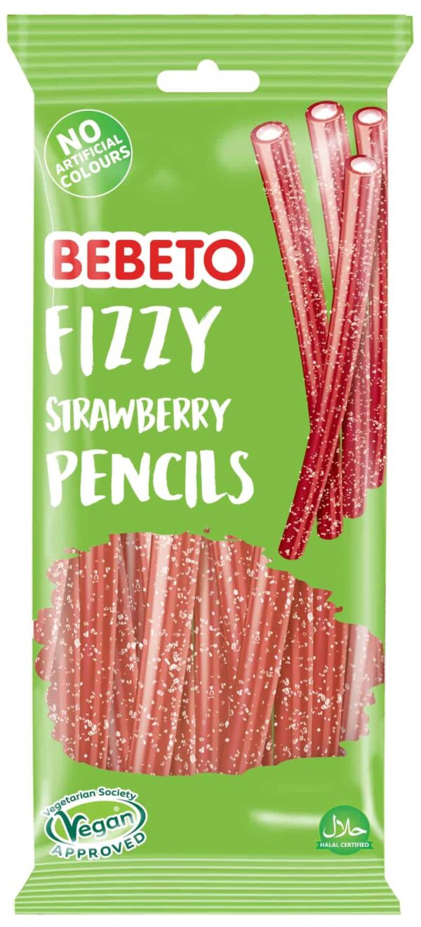 Bebeto Strawberry Fizzy Pencil Candy 220g