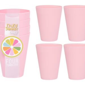 BELLO 300ml Pink Plastic Tumblers, Pack of 4