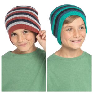 BERTIE & BO ASSORTED STRIPED BEANIE HATS FOR BOYS/KIDS, PACK OF 12