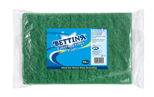 BETTINA GREEN DURABLE FIBER SCOURING PADS, PACK OF 10