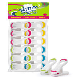 BETTINA PACK OF 12 EXTRA LARGE SOFT GRIP CLOTHES PEGS