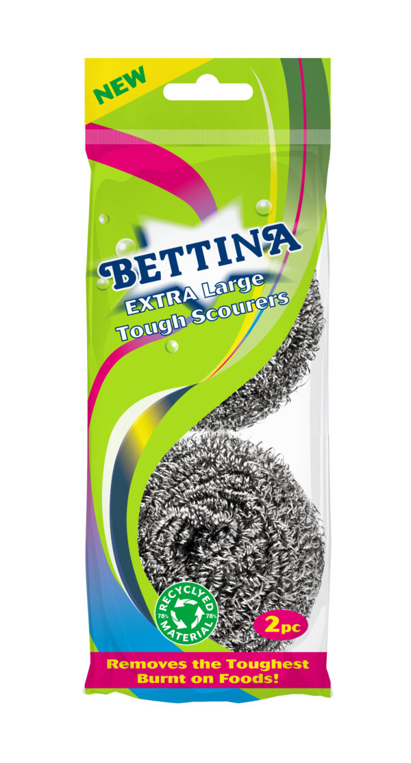 BETTINA Ultra-Durable Stainless Steel Spiral Scourer, Pack of 2