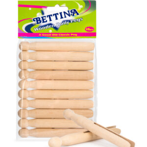 BETTINA WOODEN CLOTHES PEGS, PACK OF 10