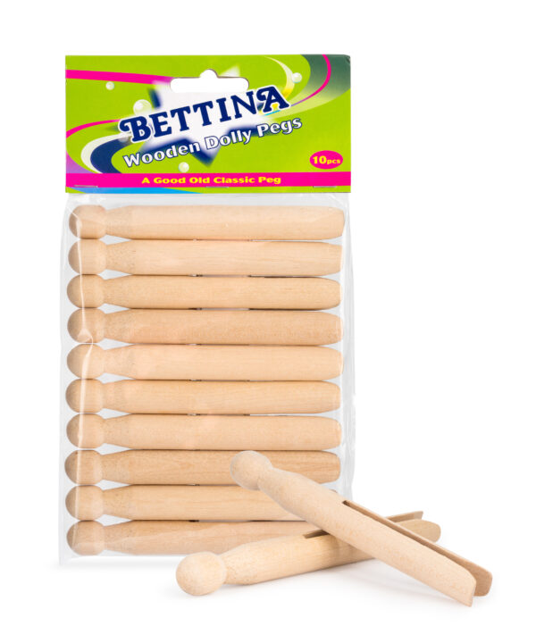 BETTINA WOODEN CLOTHES PEGS, PACK OF 10