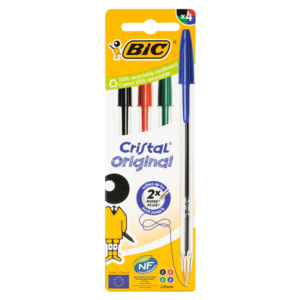 Bic Cristal Assorted Ballpoint Pens, Pack of 4