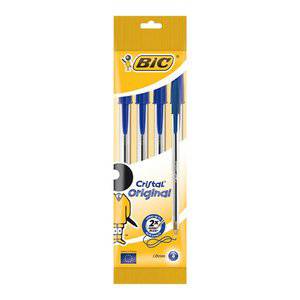 Bic Cristal Blue Ballpoint Pens, Pack of 4