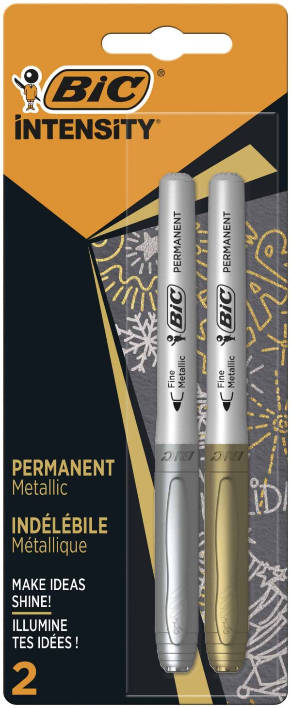 Bic Intensity Metallic Gold & Silver Markers - Set of 2