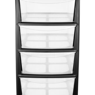 Black A5 4-Drawer Small Plastic Tower Storage Unit