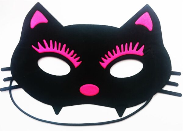 Black and Pink Cat Eye Mask for Halloween Party Costume - Suitable for Men, Women, and Girls