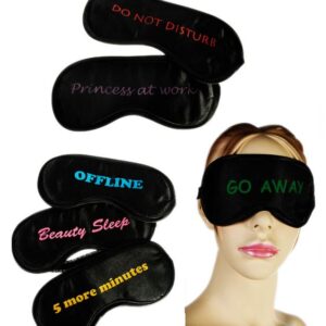 Black Eye Mask with English Slogans, 1 Piece in 6 Assorted Designs