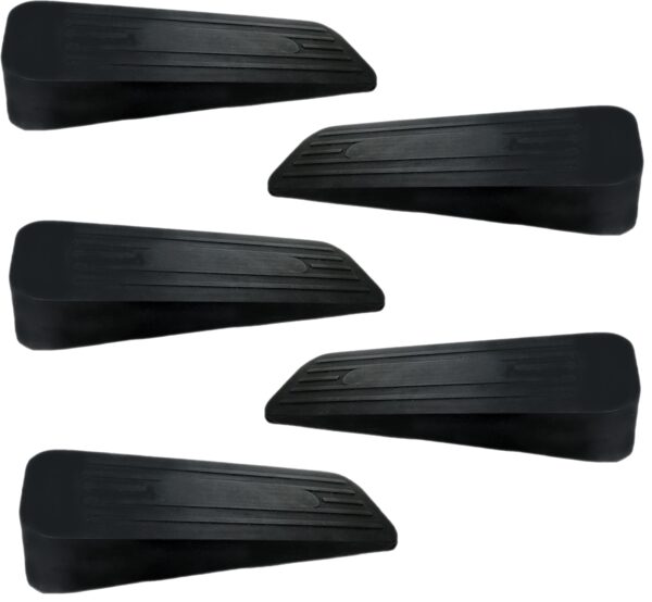 Black Heavy-Duty Non-Slip Rubber Door Stopper Wedges, Pack of 5