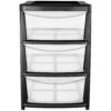 Black Mobile Storage Unit with Large Plastic 3-Drawer Tower