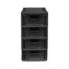 Black Plastic 4-Drawer Rattan Tower Storage Unit - Small